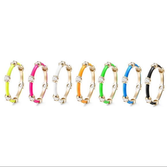 Neon Collection Hot Pink Enamel CZ 14kt GP Ring - Picture 6 of 12